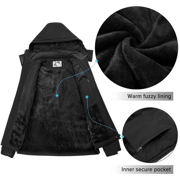 Womens Winter Coat Waterproof Ski Jacket Windproof for Snow Rain Size XXL - Picture 4 of 10